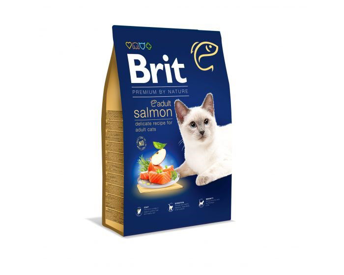Brit Premium Cat Adult Salmon sausas maistas katėms su lašiša - Produkto Svoris 1.5kg