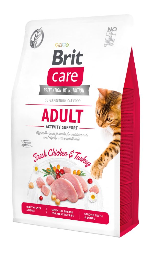 Brit Care Adult Activity Support begrūdis sausas maistas aktyvioms katėms - Produkto Svoris 2kg