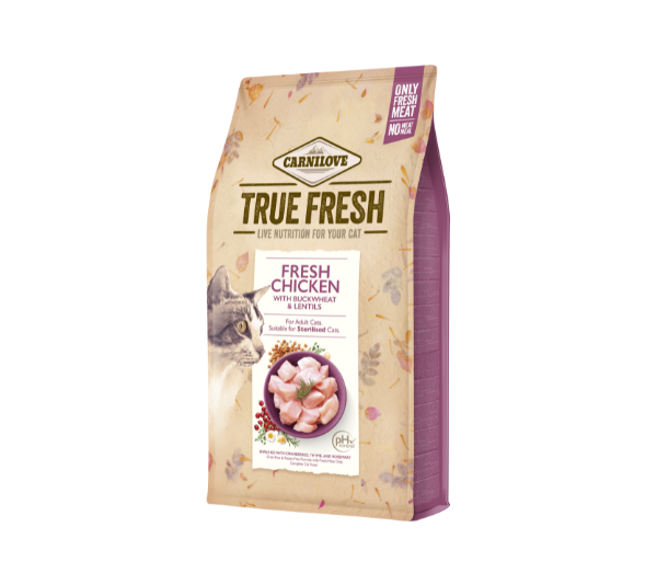 Carnilove True Fresh Cat Fresh Chicken begrūdis sausas maistas katėms su vištiena - Produkto Svoris 4.8kg