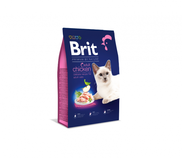 Brit Premium Cat Adult Chicken sausas maistas suaugusioms katėms su vištiena - Produkto Svoris 8kg