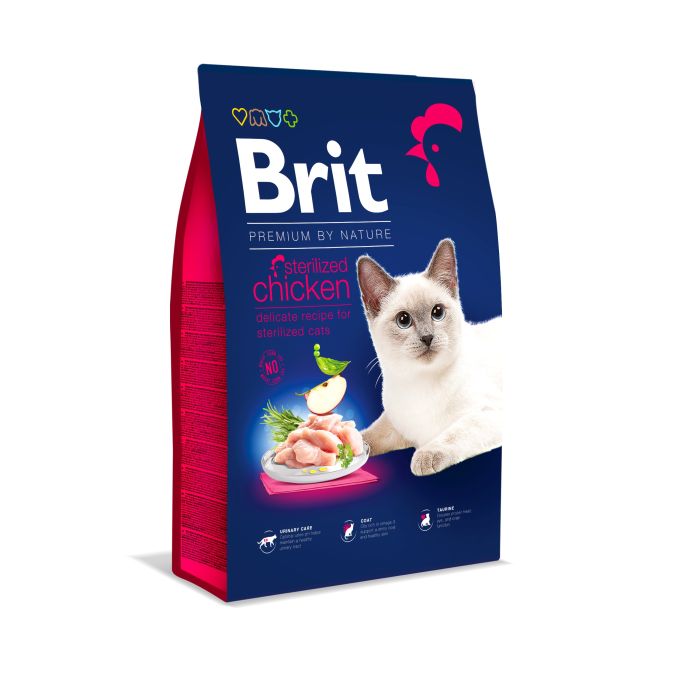 Brit Premium by Nature Cat Sterilized sausas maistas sterilizuotoms katėms - Produkto Svoris 8kg