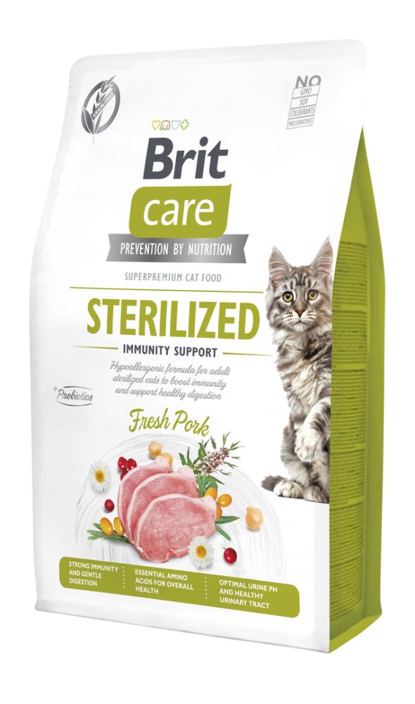 Brit Care Cat Grain-Free Sterilized Immunity Support begrūdis sausas maistas sterilizuotoms katėms - Produkto Svoris 2kg