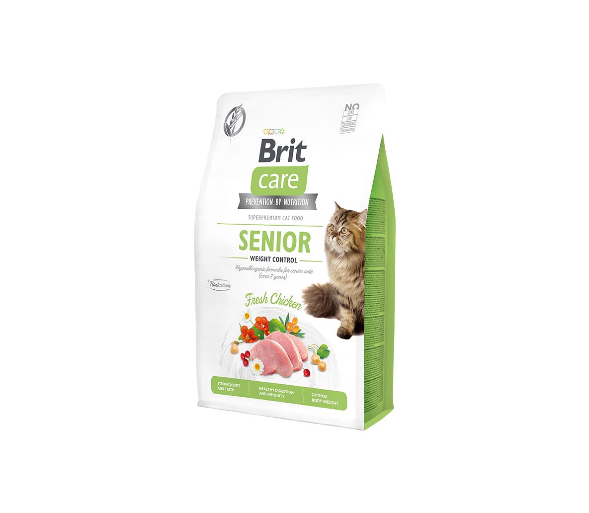 Brit Care Senior Weight Control begrūdis sausas maistas vyresnėms katėms - Produkto Svoris 2kg
