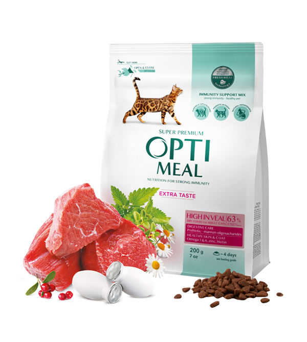 Optimeal™ Visavertis sausas ėdalas suaugusioms katėms su dideliu veršienos kiekiu 200g. - 10kg. 200g