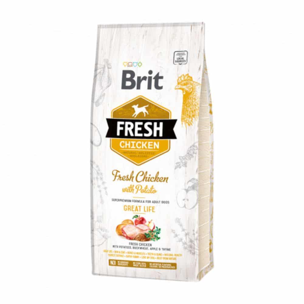 Brit Fresh Chicken with Potato Adult sausas maistas suaugusiems šunims su vištiena - Produkto Svoris 2.5kg