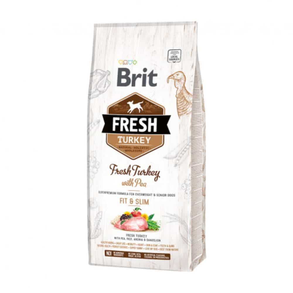 Brit Fresh Turkey with Pea Light Fit&Slim sausas maistas suaugusiems šunims su kalakutiena - Produkto Svoris 2.5kg