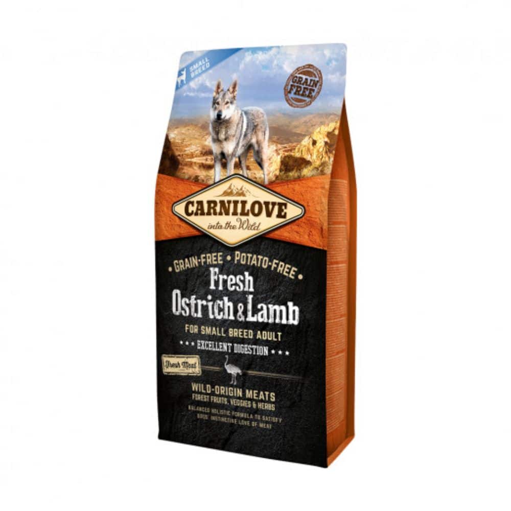 Carnilove Fresh Ostrich & Lamb small breed begrūdis sausas maistas mažų veislių šunims - Produkto Svoris 1.5kg