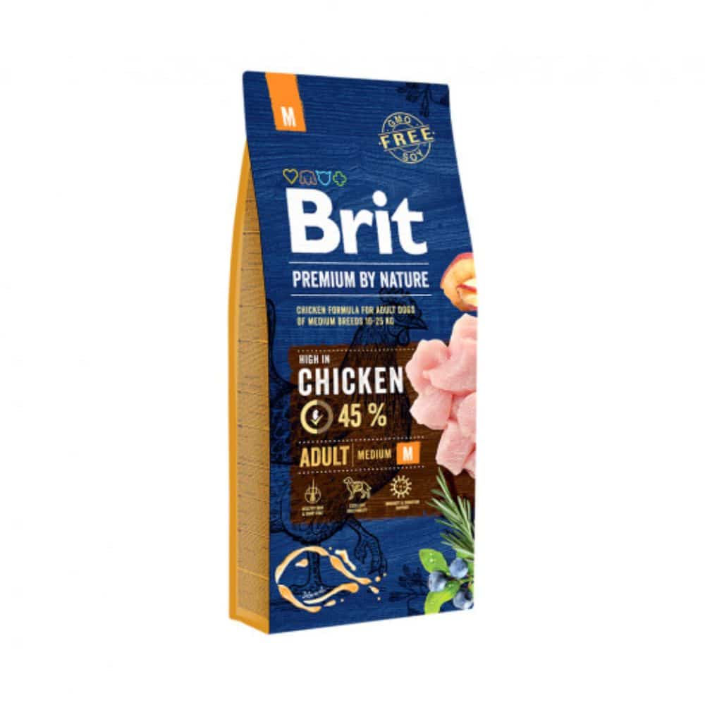 Brit Premium by Nature Adult M sausas maistas vidurinių veislių šunims su vištiena - Produkto Svoris 3kg