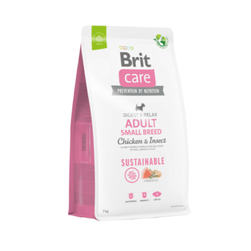 Brit Care Sustainable Adult Small Breed Chicken&Insect sausas maistas mažų veislių šunims - Produkto Svoris 1kg