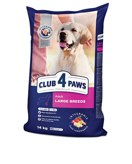 CLUB 4 PAWS Premium Visavertis pašaras didelių veislių šunims, 14 kg