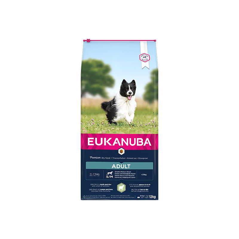 Eukanuba Adult S/M sausas maistas šunims su ėriena, 12 kg