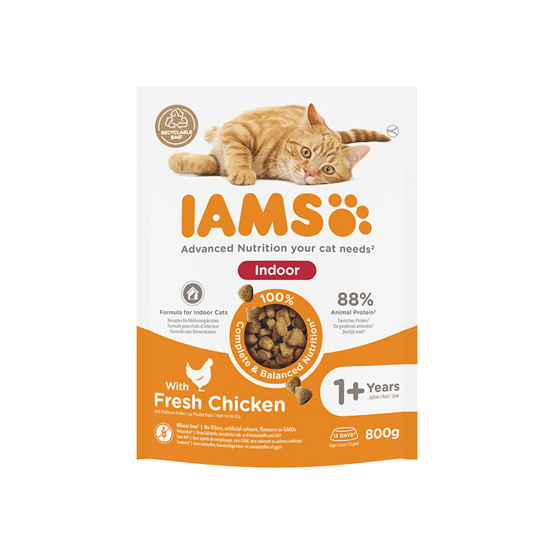 IAMS lndoor sausas maistas katėms su vištiena, 800 g