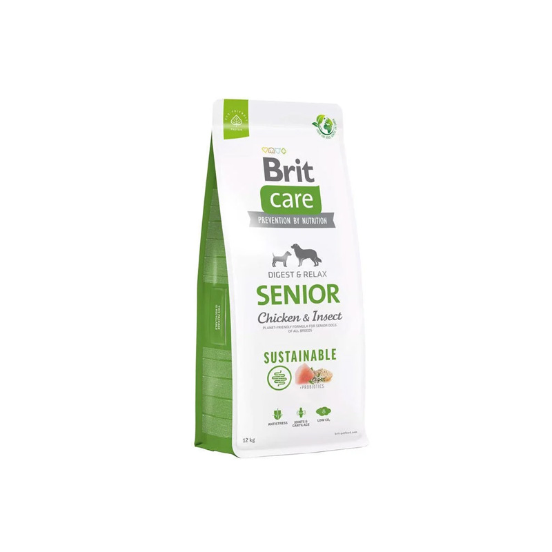 Brit Care Dog Digest & Relax Senior Insect & Chicken sausas maistas senyviems šunims, 3 kg