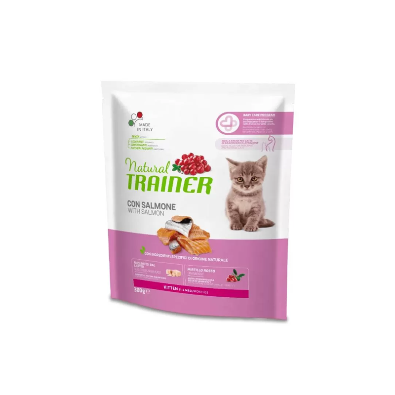 Natural Trainer Kitten sausas maistas su lašiša kačiukams, 300 g