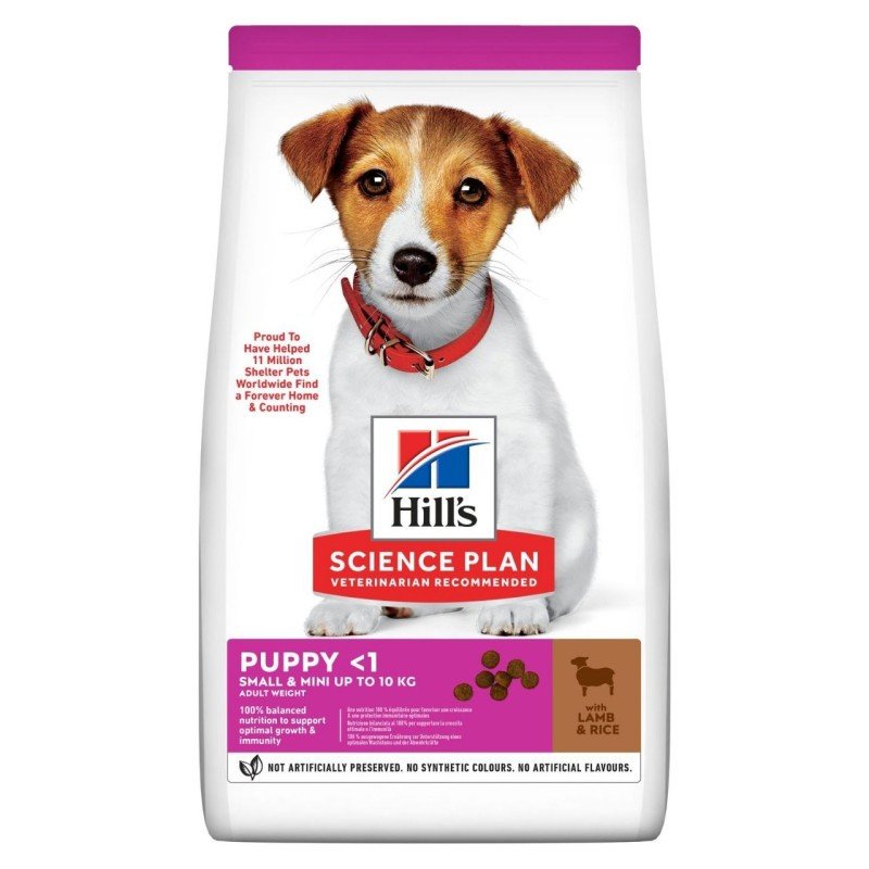 Hill's Science Plan Puppy Small & Mini sausas maistas su ėriena ir ryžiais šuniukams 1.5 kg