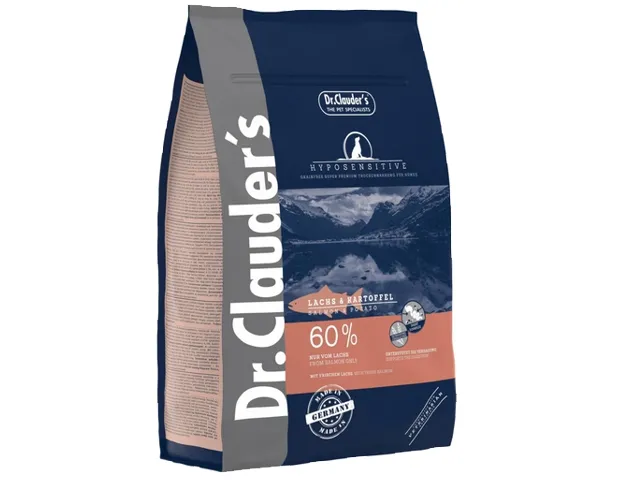 Prekės šunims DR. CLAUDER'S HYPOSENSITIVE sausas maistas suaugusiems šunims su lašiša ir bulvėmis 3.5 kg