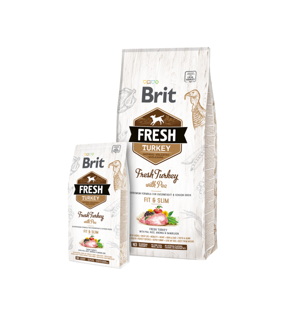 Brit Fresh Turkey with Pea Light Fit&Slim sausas maistas šunims 12 kg