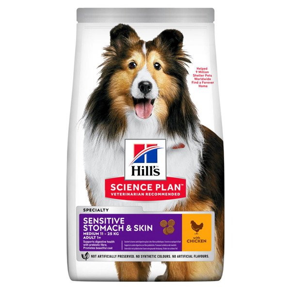 HILL'S SP Canine adult S&M sensitive stomach&Skin sausas maistas suaugusiems jautriems šunims 12 kg