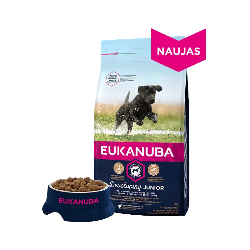 Eukanuba Large visavertis pašaras didelių veislių jauniems šuniukams su vištiena 15kg