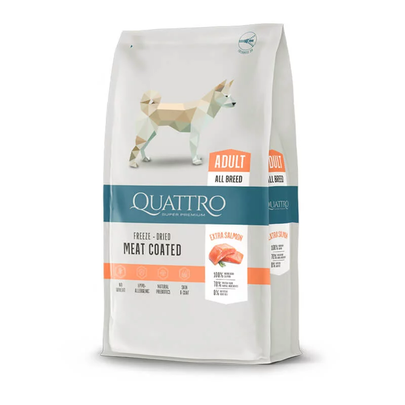 Quattro Adult All Breed Salmon sausas maistas šunims 12 kg