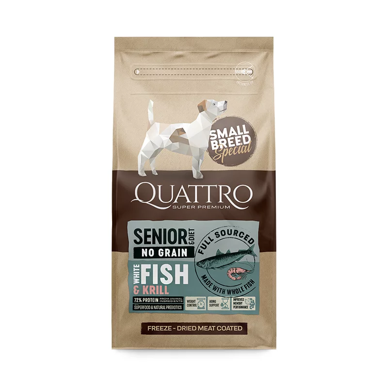 Quattro Senior Small Breed Fish sausas maistas šunims 7 kg