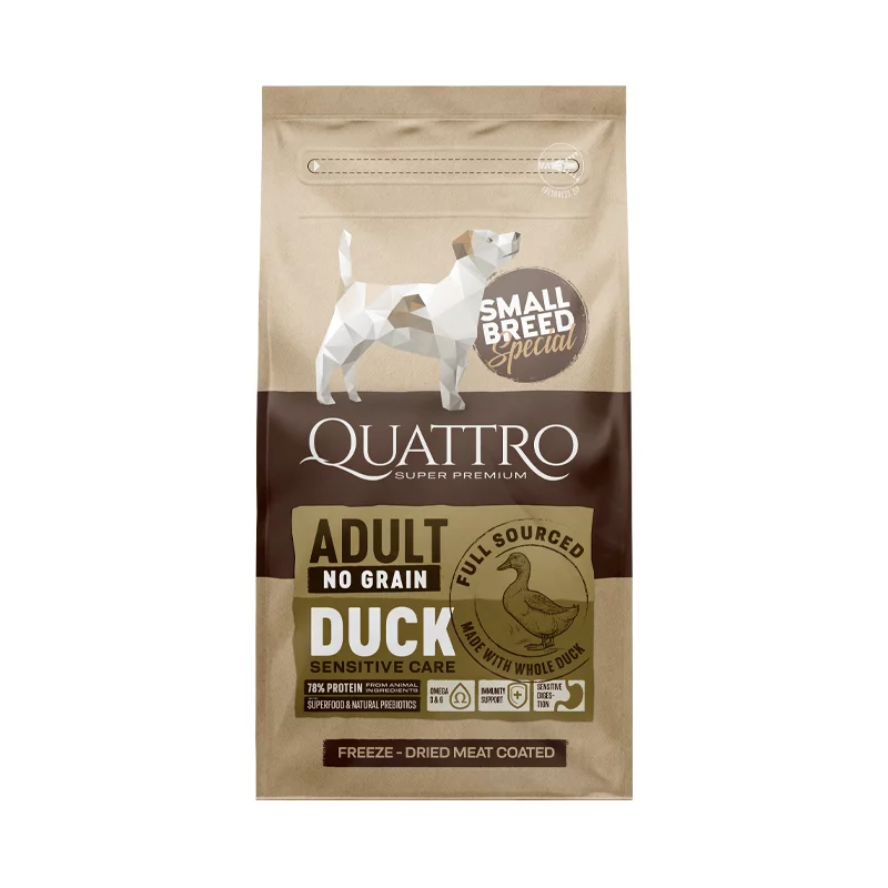 Quattro Adult Small Breed Duck sausas maistas šunims 7 kg