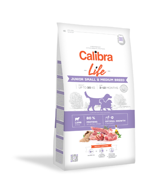 CALIBRA Dog Life Junior Small&Medium Breed Lamb sausas maistas šunims su ėriena 12 kg