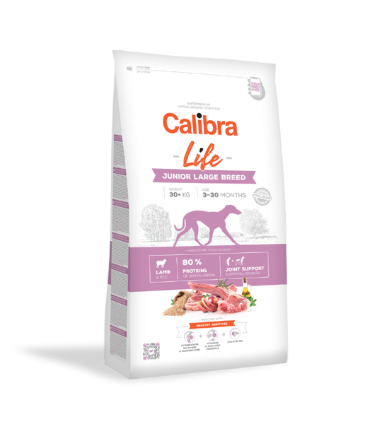 CALIBRA Dog Life Junior Large Breed Lamb sausas maistas jauniems didelių veislių šunims su ėriena 12 kg