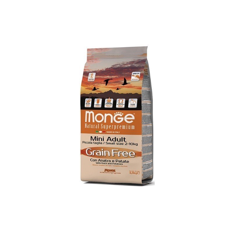 Monge Grain Free mini adult sausas pašaras (antiena ir bulvės) 2.5kg