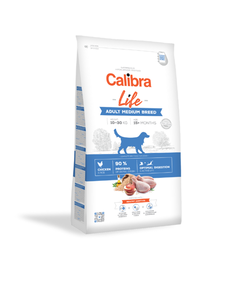 CALIBRA Dog Life Adult Medium Breed Chicken sausas maistas suaugusiems vidutinių veislių šunims su vištiena 2.5 kg