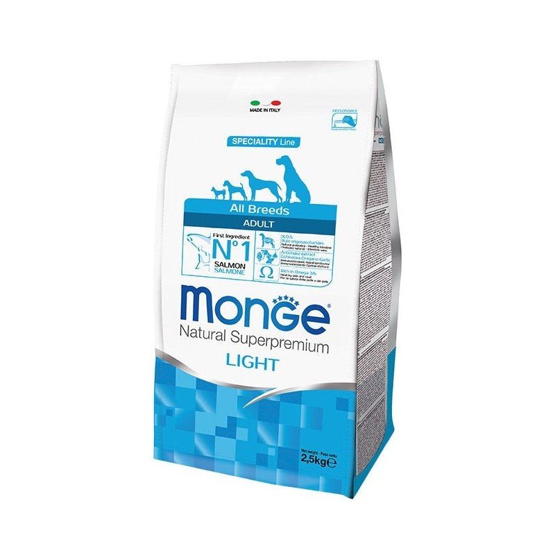 Monge Light adult sausas pašaras (lašiša ir ryžiai) 2.5kg