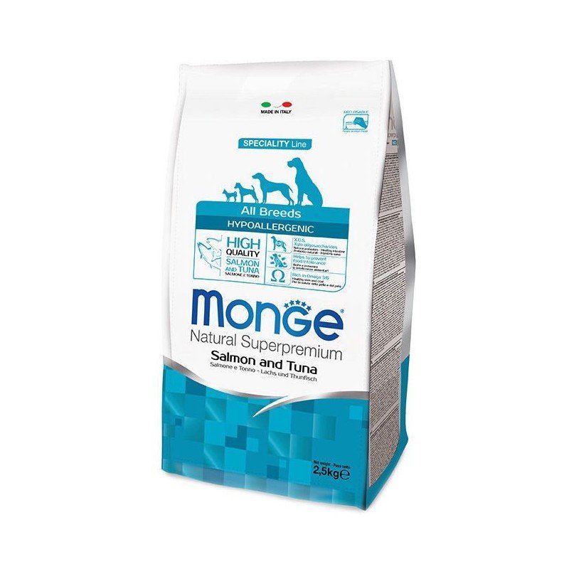 Monge Hypoallergenic adult sausas pašaras suaugusiems šunims su lašiša ir tunu 12kg