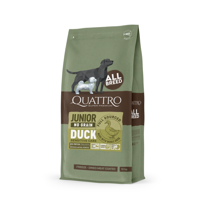 Quattro All breed Junior sausas begrūdis maistas su antiena 12 kg