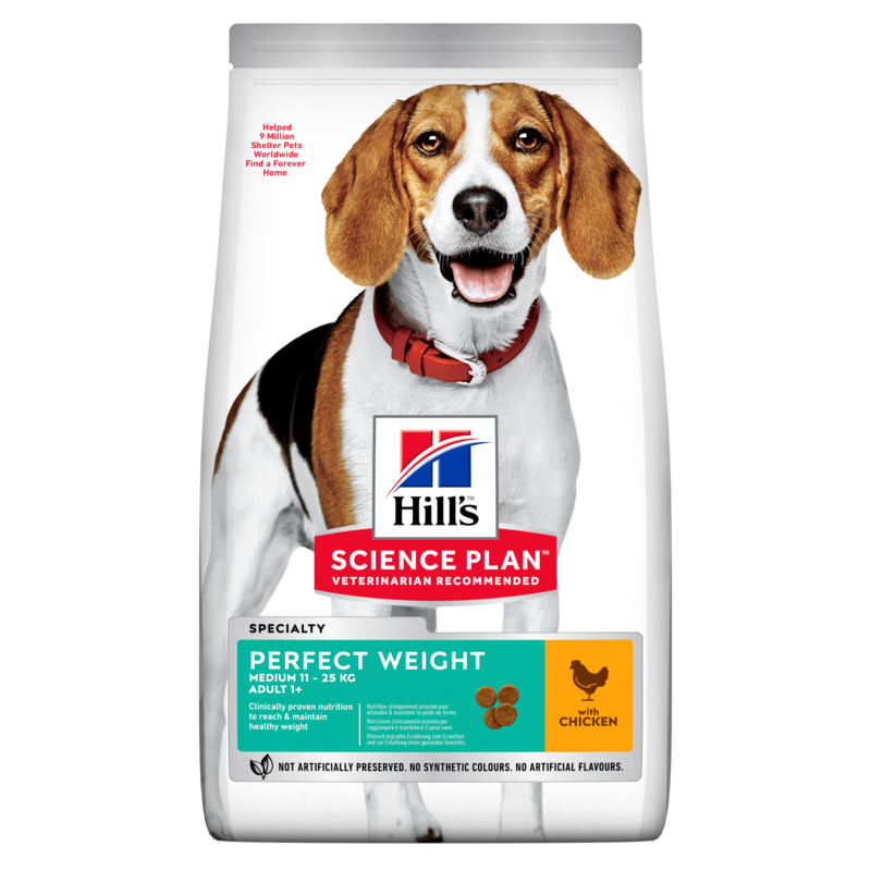 HILL'S SP Canine adult perfect weight medium sausas maistas vidutinių veislių suaugusiems šunims 12 kg