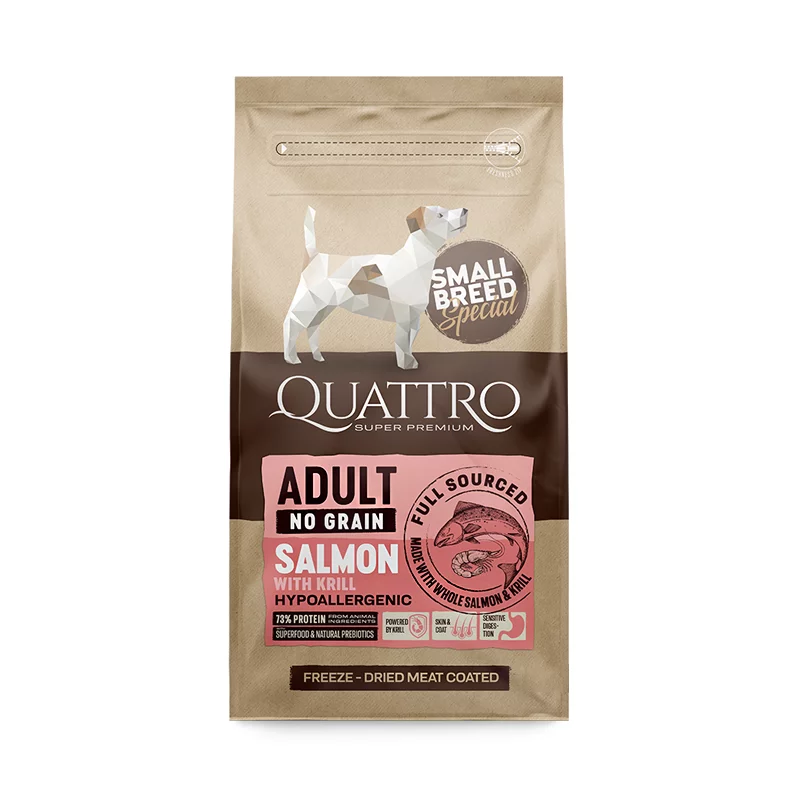Quattro Adult Small Breed Salmon sausas maistas šunims 1.5 kg