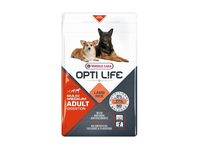 Opti Life Medium Maxi Adult Digestion su ėriena ir ryžiais 20kg