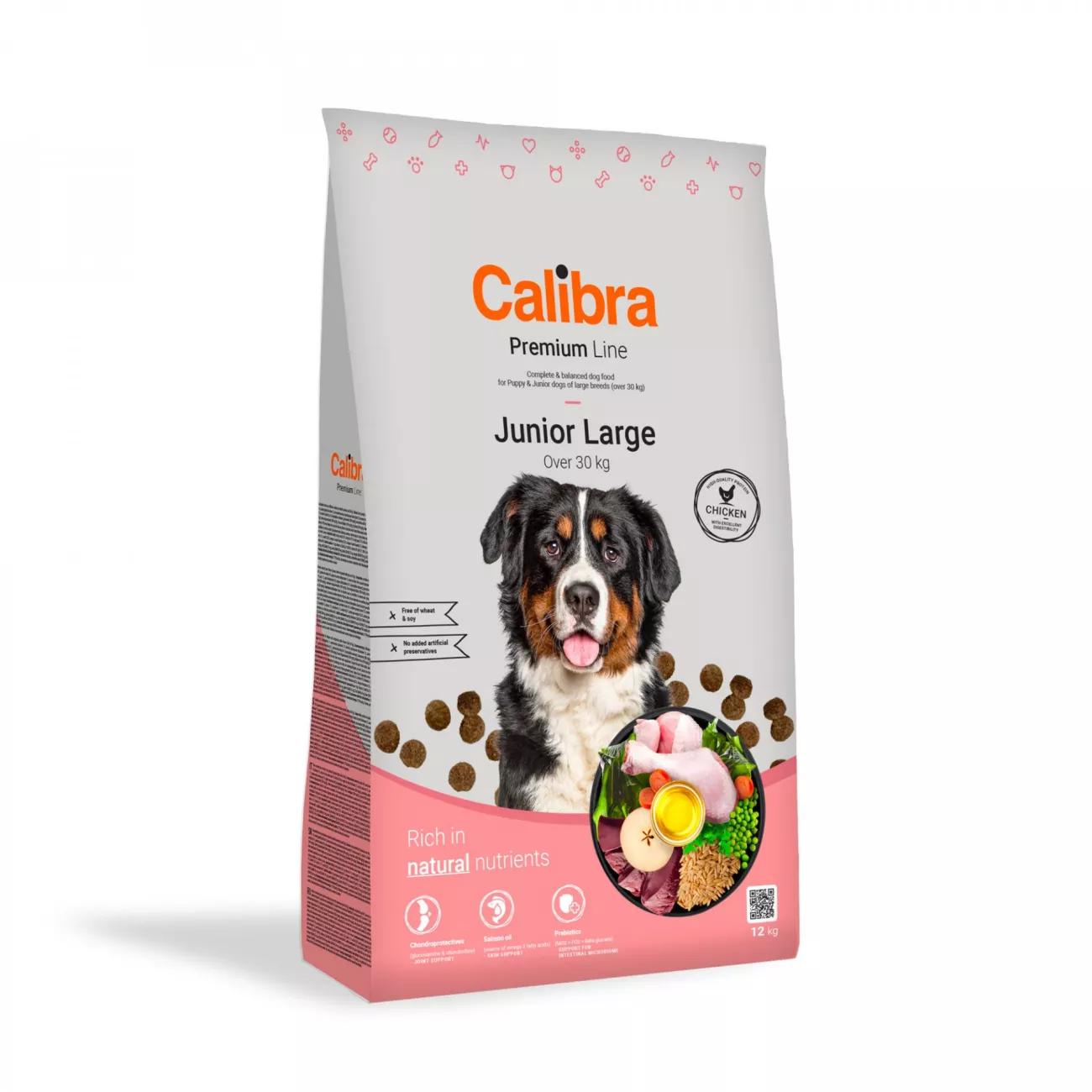 CALIBRA Dog Premium Line Junior Large sausas maistas jauniems didelių veislių šunims su vištiena 3 kg