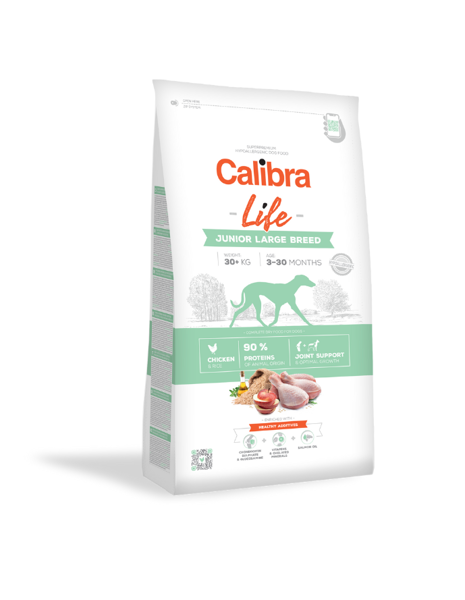 CALIBRA Dog Life Junior Large Breed Chicken sausas maistas jauniems didelių veislių šunims su vištiena 12 kg