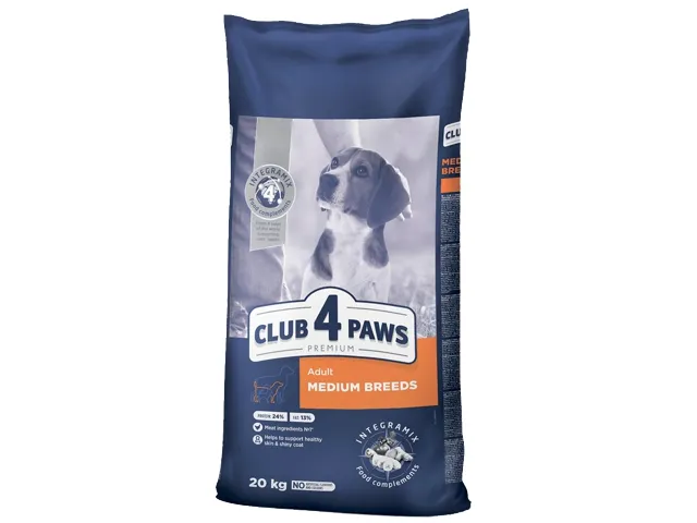 CLUB 4 PAWS Premium visavertis sausas ėdalas suaugusiems vidutinių veislių šunims 20 kg