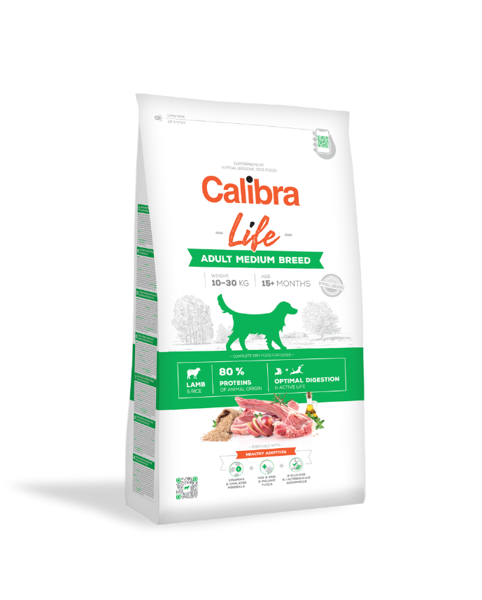 CALIBRA Dog Life Adult Medium Breed Lamb sausas maistas suaugusiems vidutinių veislių šunims su ėriena 12 kg