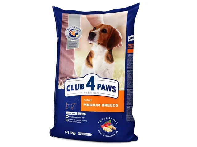 CLUB 4 PAWS Premium visavertis sausas ėdalas suaugusiems vidutinių veislių šunims 14 kg