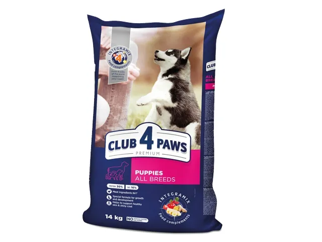 CLUB 4 PAWS Premium Visavertis sausas maistas visų veislių šuniukams su dideliu vištienos kiekiu 14 kg