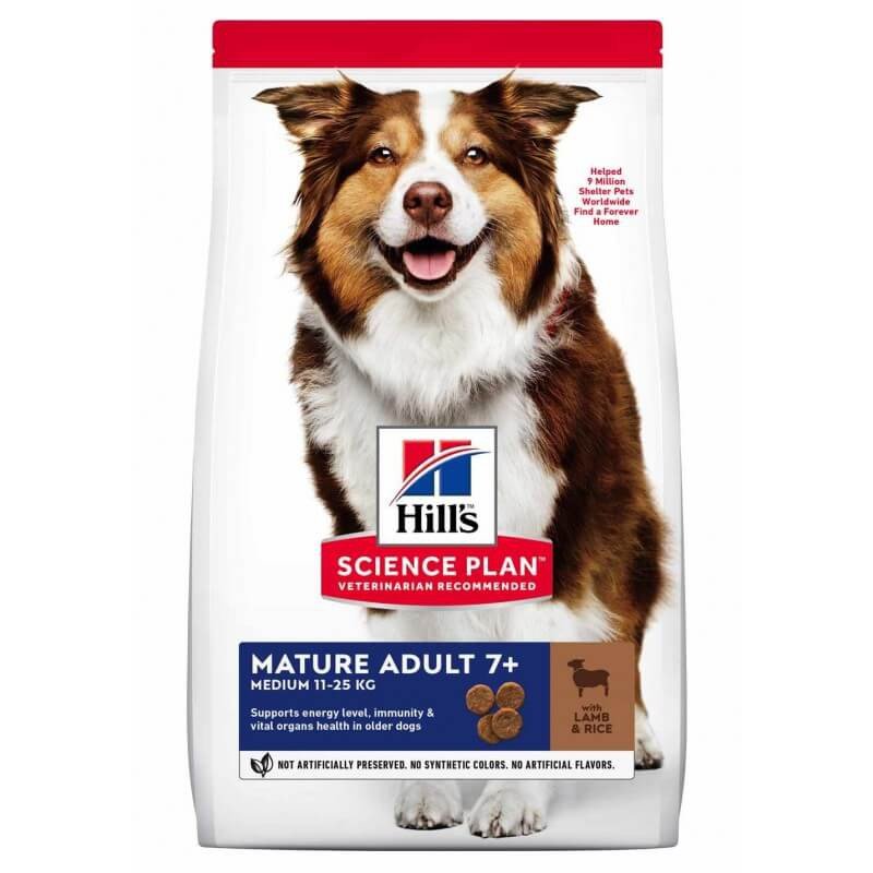 Hill's Science Plan Mature Medium Lamb & Rice sausas maistas su ėriena senyviems šunims 14 kg