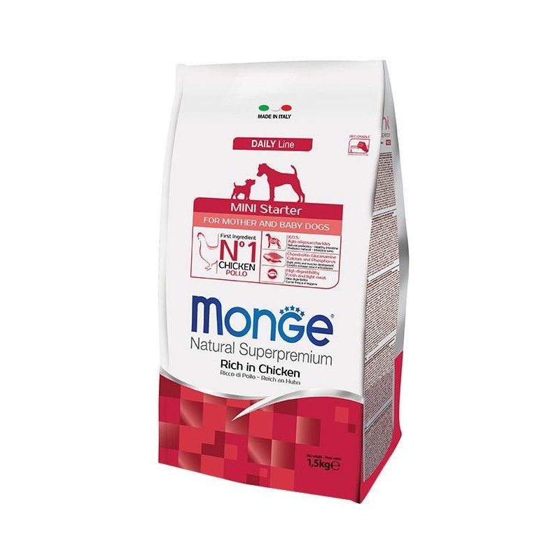 Monge Mini Starter all breeds sausas pašaras jauniems šuniukams su vištiena 1.5kg