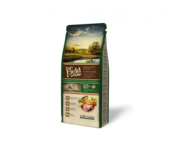 Sam's Field Junior Large Chicken sausas maistas didelių veislių jauniems šunims 13 kg