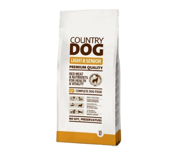 Country Dog Light Senior sausas maistas vyresnio amžiaus šunims 15 kg