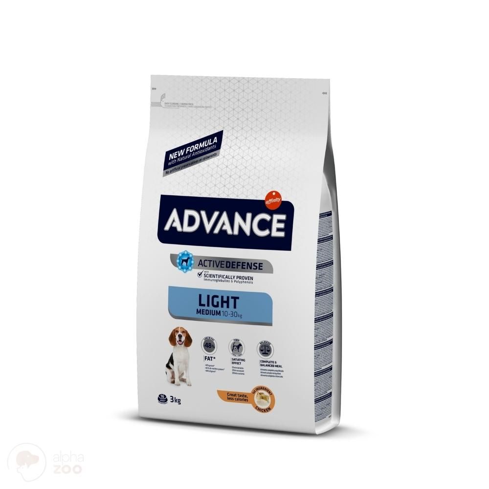 Advance Light Medium 3kg Ir 12kg Sausas Maistas vidutinių veislių Šunims turintiems viršsvorio - Produkto Svoris 12kg