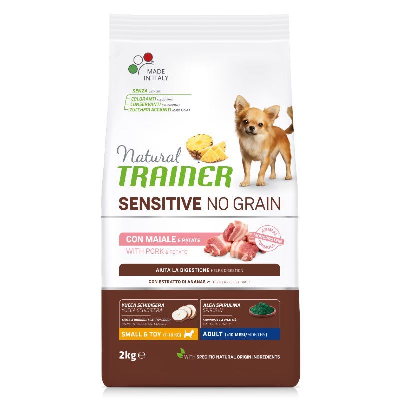 Natural Trainer ADULT DOG SENSITIVE NO GRAIN MINI PORK sausas maistas mažų veislių šunims su kiauliena 2kg