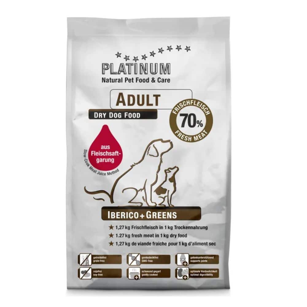 PLATINUM ADULT Iberico Greens sausas maistas šunims su Iberijos kiauliena - Produkto Svoris 5kg