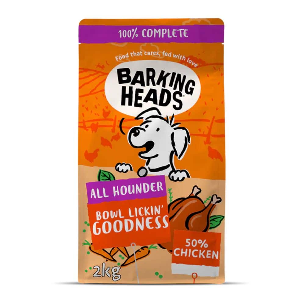 BARKING HEADS Bowl Lickin' Chicken ALL HOUNDER sausas maistas šunims su vištiena - Produkto Svoris 2kg